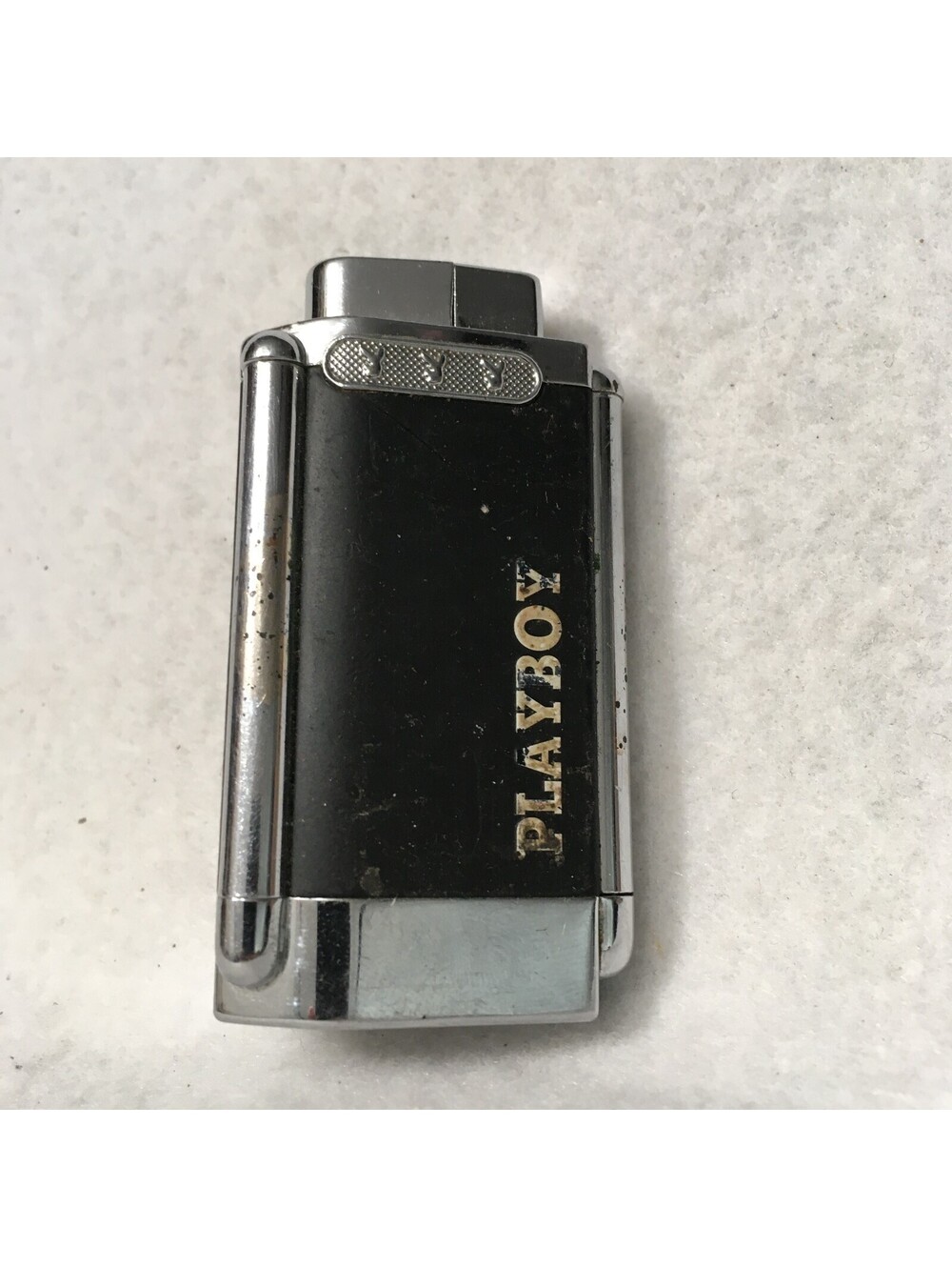 Vintage Playboy Butane Tri-Torch Lighter - 2007 Black and Chrome Logo.